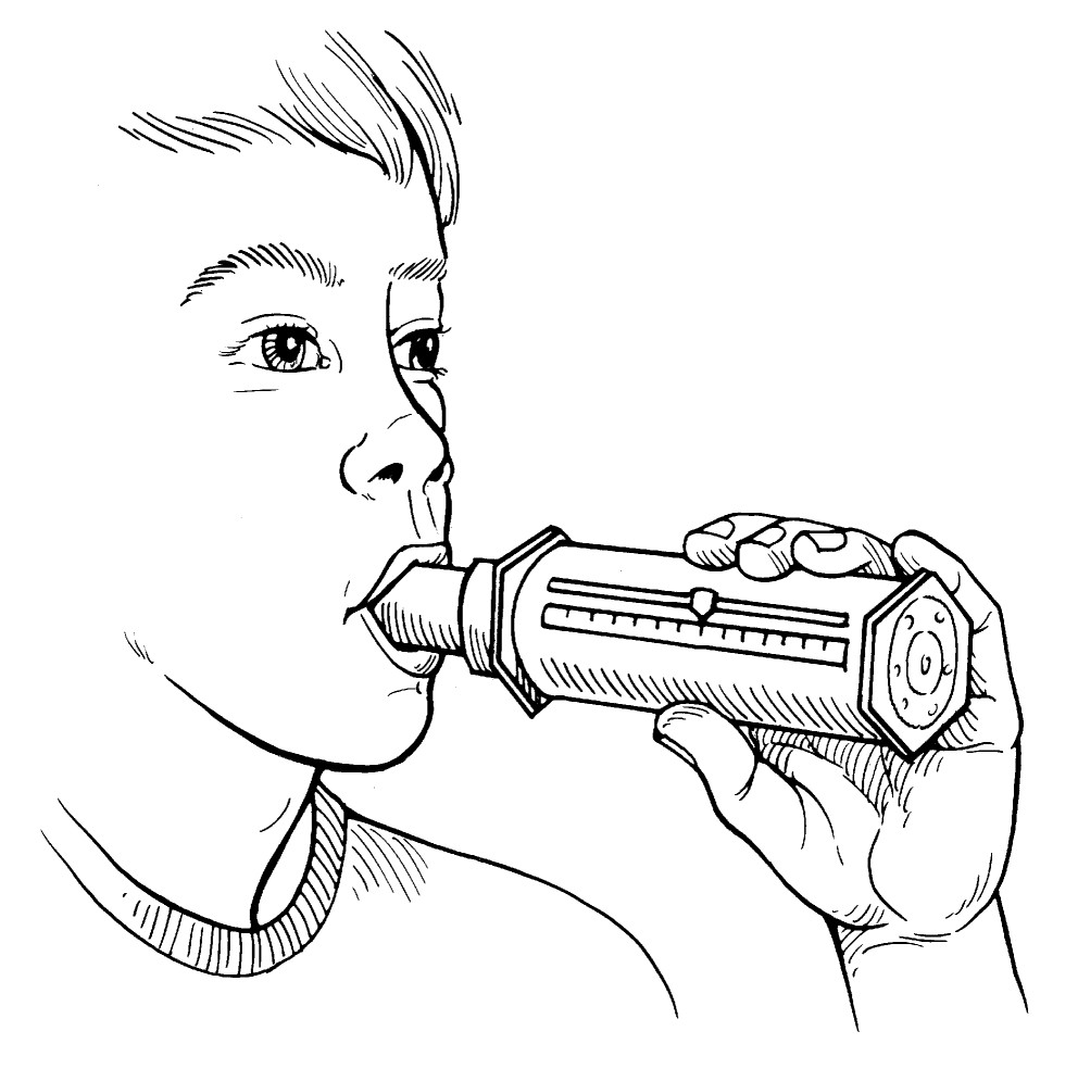 Figure 4-2: A patient using a peak-flow meter.